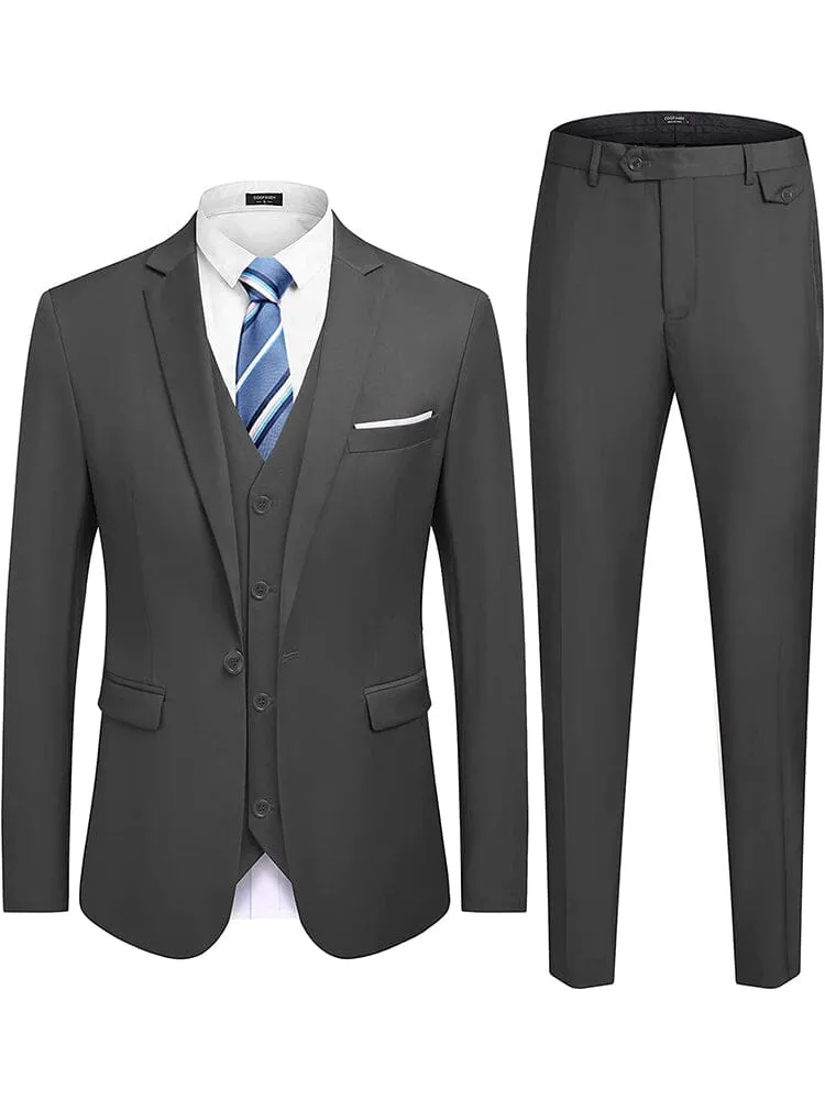 Wedding Formal Prom 3 Piece Slim Fit Tuxedo Suit Set (US Only)