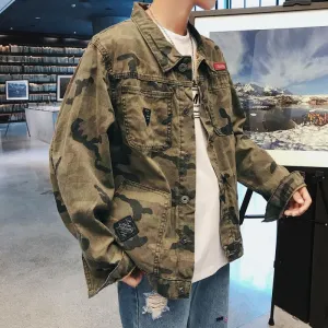 Wholesale 2021 Camouflage denim jacket Cotton loose khaki teenagers men's Korean students bf wild casual