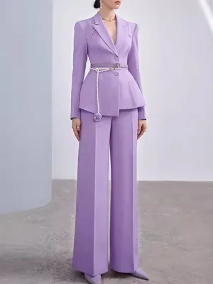 Women's 2 Piece Royal Purple Blazer & Trousers Set