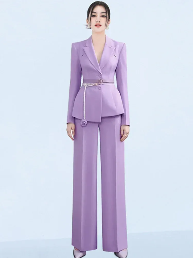 Women's 2 Piece Royal Purple Blazer & Trousers Set