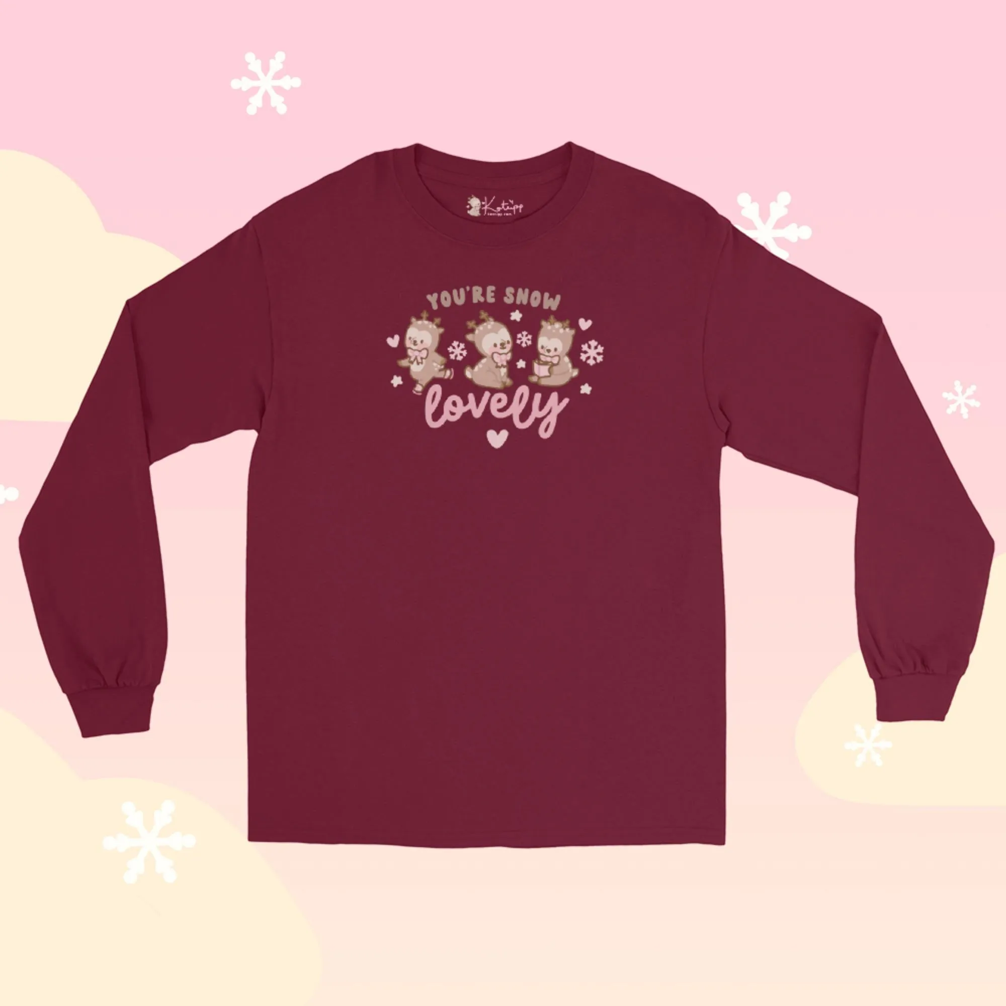 You’re Snow Lovely Cinnamon Reindeer Long Sleeve Shirt | Cute Kawaii Winter Christmas Apparel
