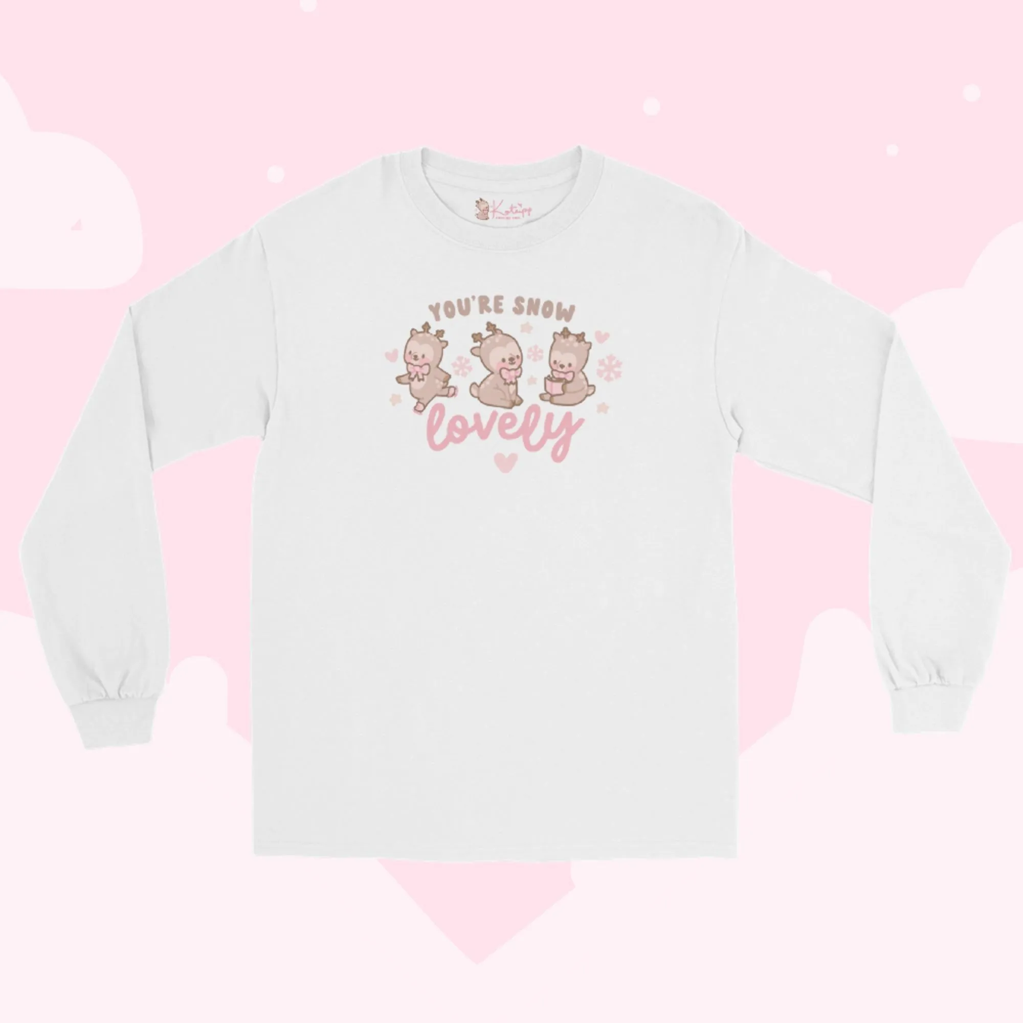 You’re Snow Lovely Cinnamon Reindeer Long Sleeve Shirt | Cute Kawaii Winter Christmas Apparel