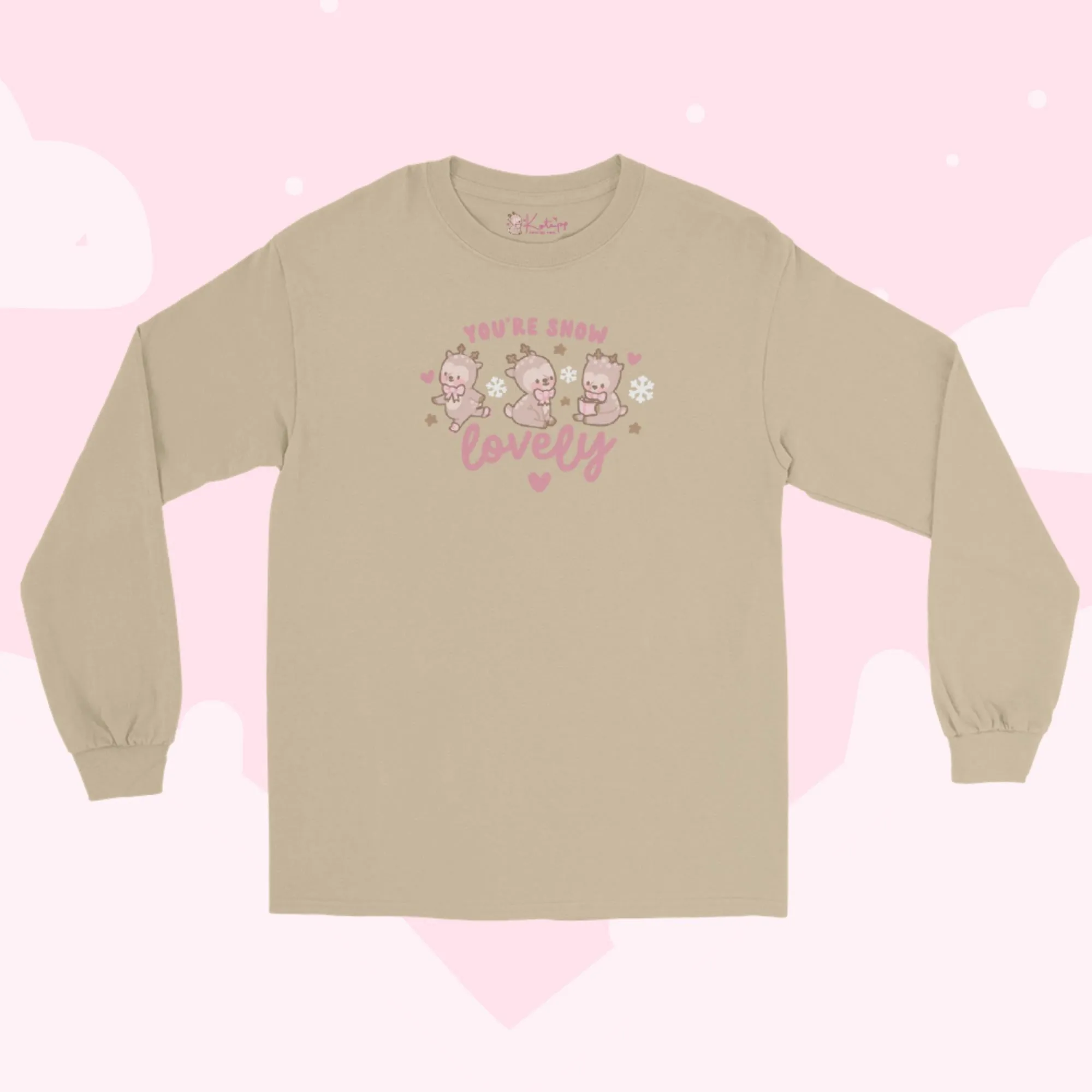 You’re Snow Lovely Cinnamon Reindeer Long Sleeve Shirt | Cute Kawaii Winter Christmas Apparel