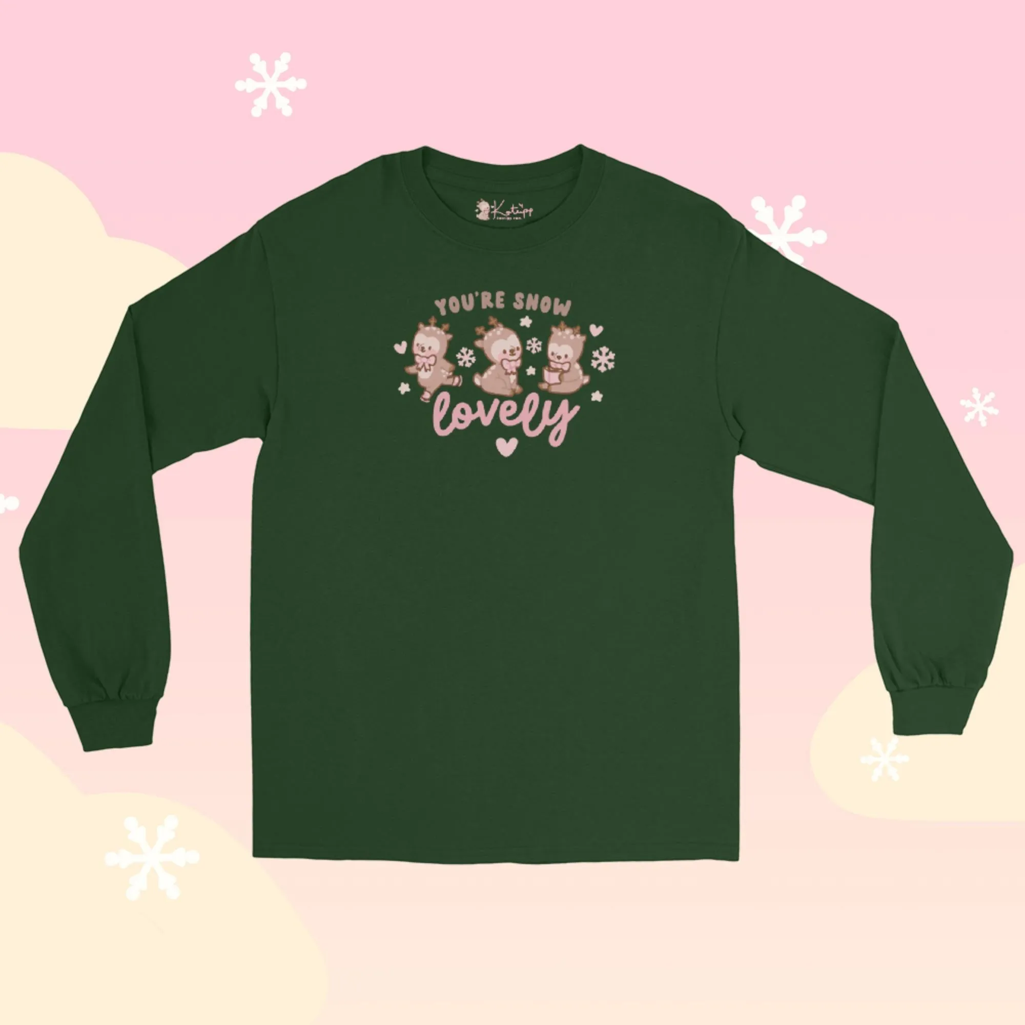 You’re Snow Lovely Cinnamon Reindeer Long Sleeve Shirt | Cute Kawaii Winter Christmas Apparel